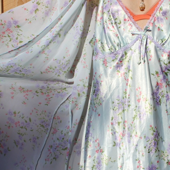 Vintage Floral 2 Piece Slip Dress π + Sheer Robe - Picture 14 of 16